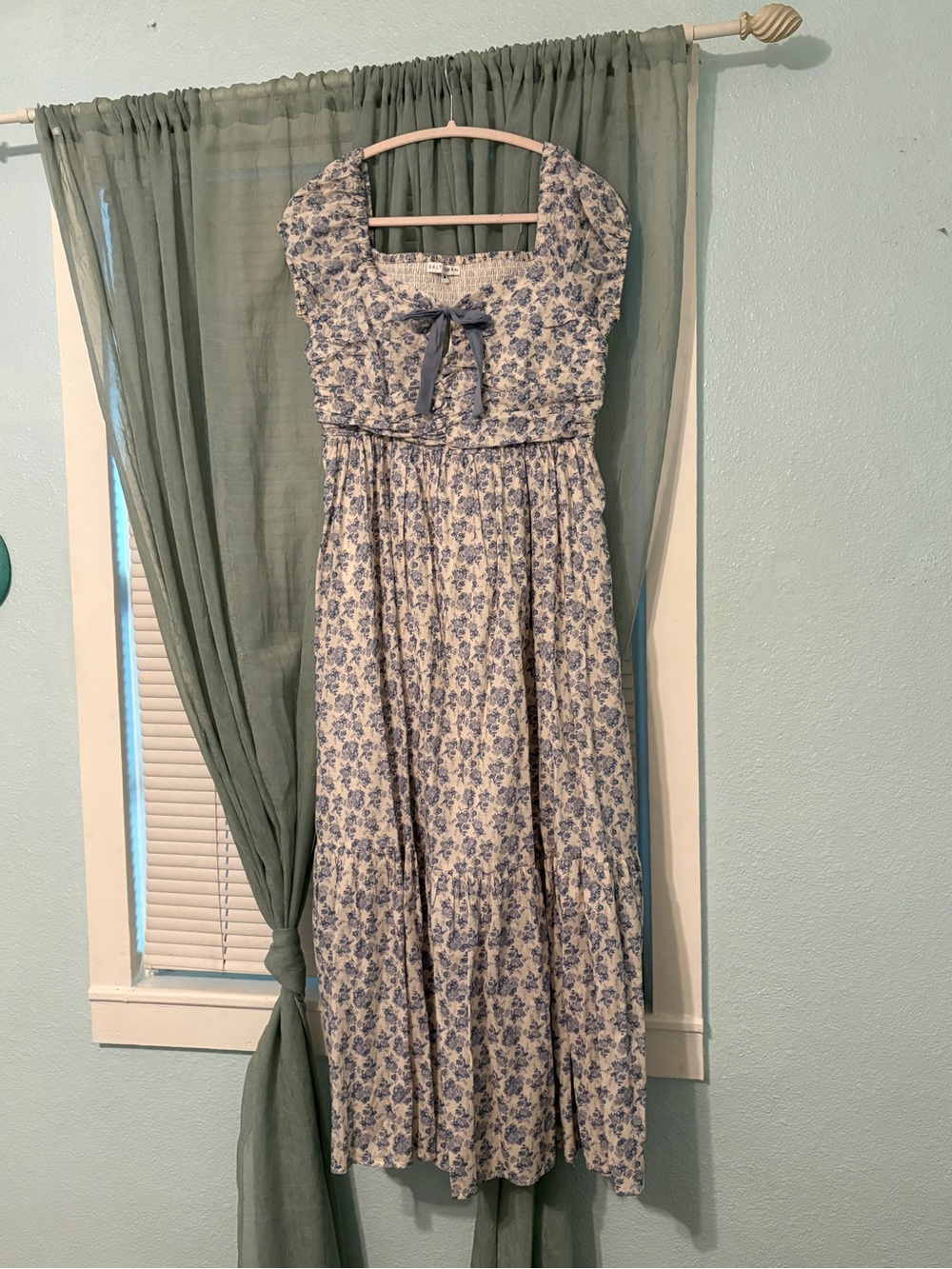 Baltic Born Blue and White Floral Maxi Dress with Front Bow - Picture 2 of 5